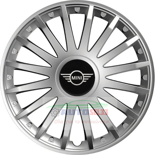 Versaco Auto Radkappen Set Crystal mit Marke Mini Cooper 4Stück 15" Silber