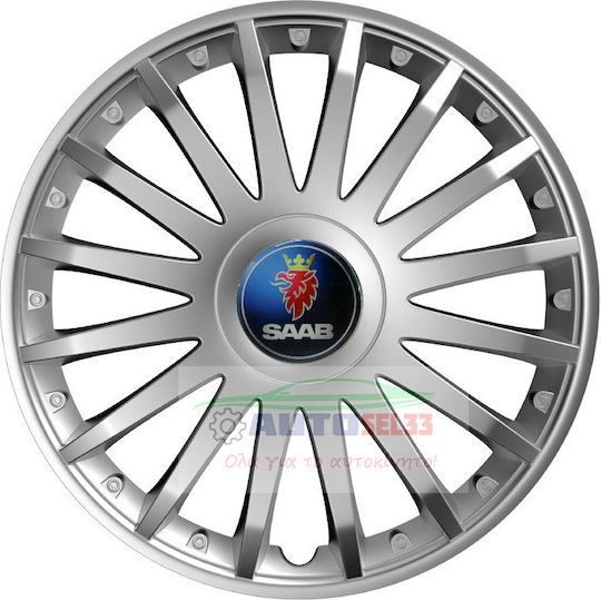 Versaco Car Hubcap Set Crystal with Saab Emblem 15" 4pcs Silver