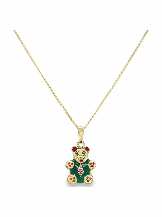 Xryseio Kids Pendant Teddy Bear Made of 14K Gold