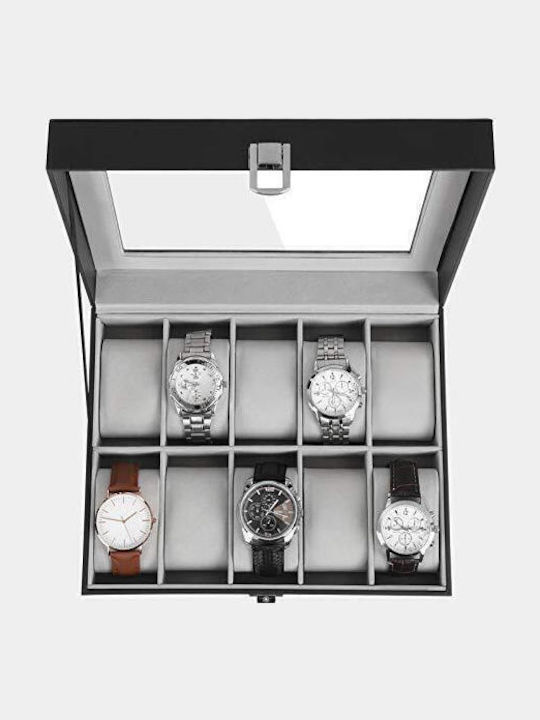 Songmics Leather Case for 10 watches in Black color JWB010BK