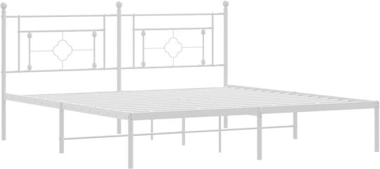 Метално Легло King Size Бяло с Дъски за Матрак 183x213см