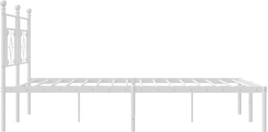 Метално Легло King Size Бяло с Дъски за Матрак 183x213см