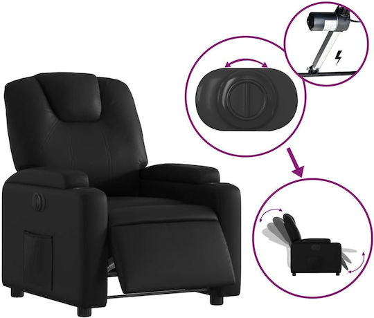 Relax Armchair with Footstool from Leatherette Black 74x88x97cm