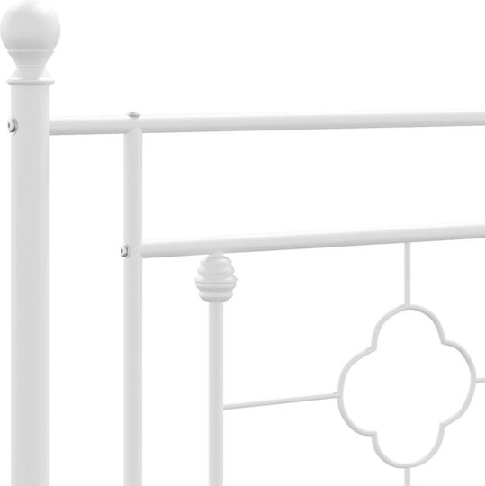 Bett King Size Metall White mit Latten für Matratze 193x203cm