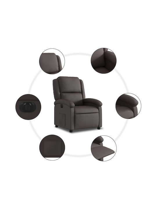 Fotoliu Relax cu Puf din Piele Naturală Maro închis 71x86.5x99.5cm