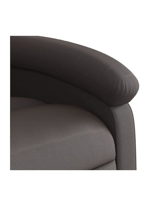 Fotoliu Relax cu Puf din Piele Naturală Maro închis 71x86.5x99.5cm