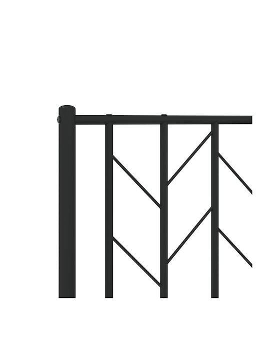 Bed King Size Metal Black with Slats for Mattress 193x203cm