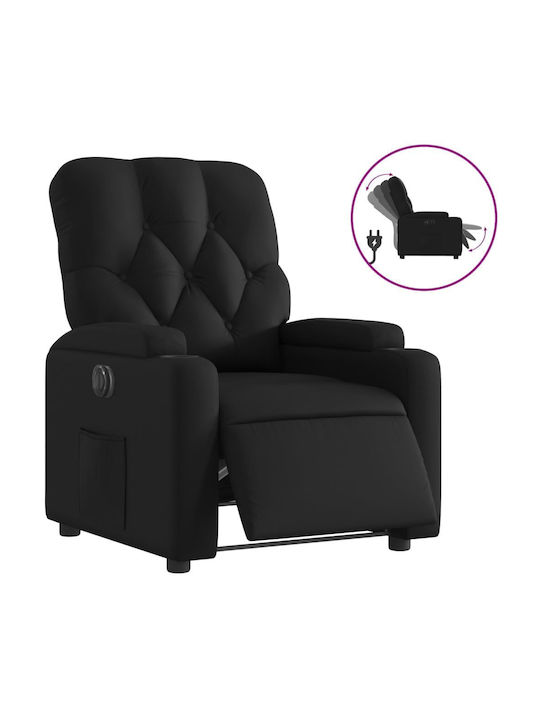Relax Armchair with Footstool from Leatherette Black 74x86.5x93.5cm