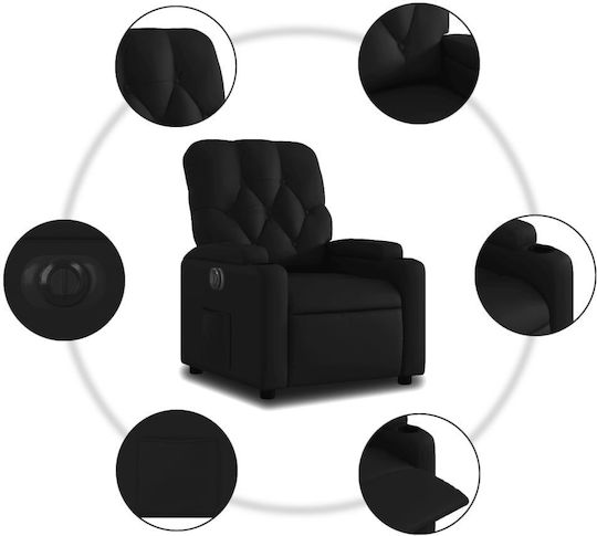 Fotoliu Relax cu Puf din Piele Ecologică Întuneric 74x86.5x93.5cm