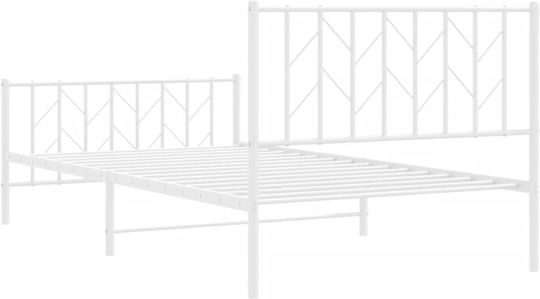 Pat Metalic Alb Cu Plăci Pentru Saltea 107x203cm