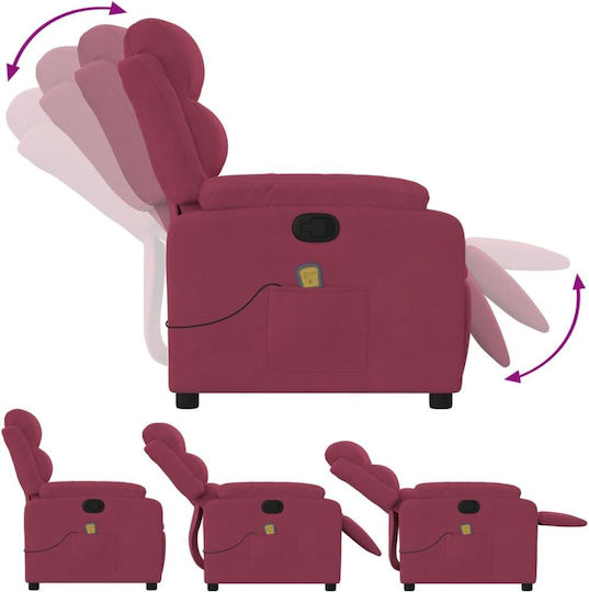 Relaxsessel Friseurwaschbecken mit Fußhocker Samt Bordeaux 75x92.5x100cm