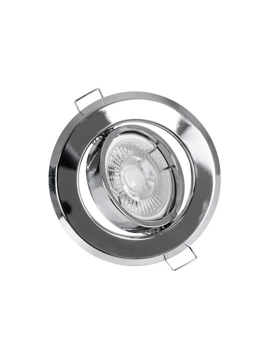 GloboStar DELTA Round Metallic Frame for Spot GU10 Silver 9.5x9.5cm. 1pcs
