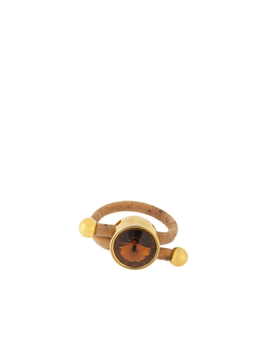 Apoxylo Women's Gold Plated Ring with Stone