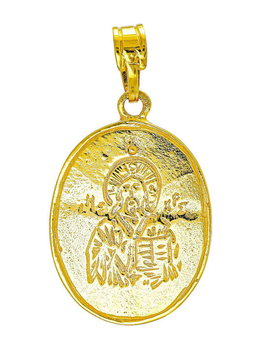 Kiriakos Gofas Pendant Kids Talisman Double Sided Konstantinato made of Gold 14K KN505