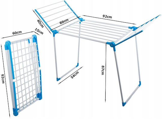Folding Floor Clothes Drying Rack Metallic with Hanging Length 13m