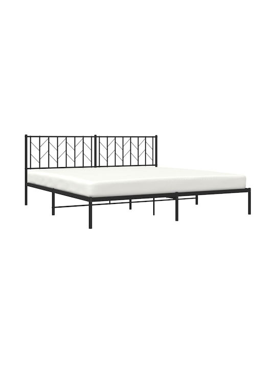 King Size Metallbett Schwarz mit Lattenrost für Matratze 193x203cm