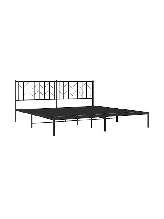King Size Metallbett Schwarz mit Lattenrost für Matratze 193x203cm