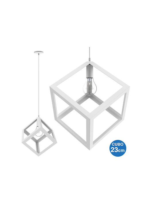 Bakaji Pendant Light White with Socket E27 23x23x23cm