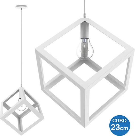 Bakaji Pendant Light White with Socket E27 23x23x23cm