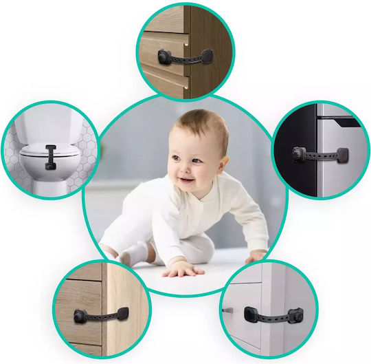 Ricokids Cabinet & Drawer Protectors with Sticker made of Plastic in Black Color 21.8εκ. 6pcs