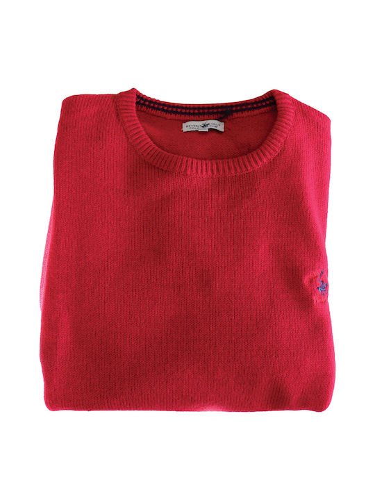 Beverly Hills Polo Club Men's Long Sleeve Sweater Polo Red