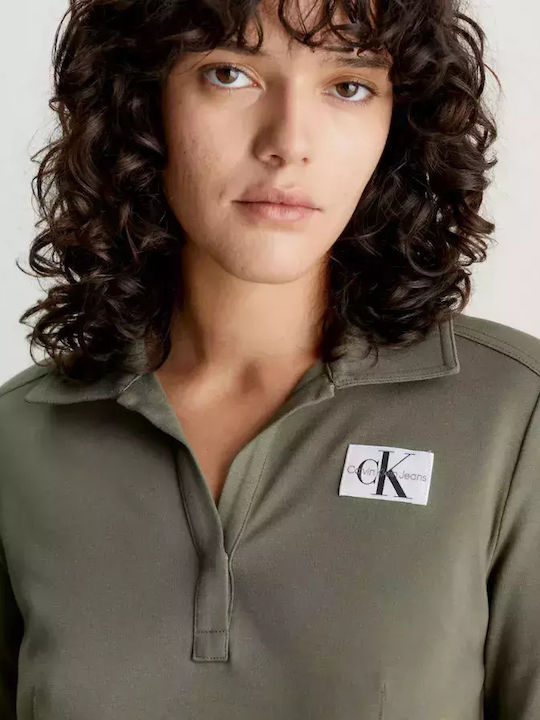 Calvin Klein Damen Bluse Langärmelig Dusty Olive