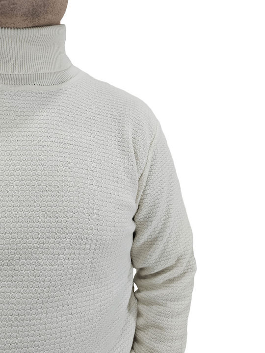 Side Effect Herren Langarm-Pullover Rollkragen Silber