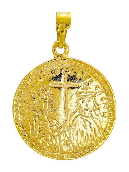Kiriakos Gofas Pendant Kids Talisman Double Sided Konstantinato made of Gold 14K KN522