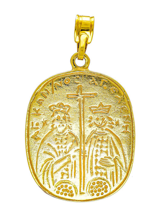 Kiriakos Gofas Pendant Kids Talisman Double Sided Konstantinato made of Gold 14K KN504