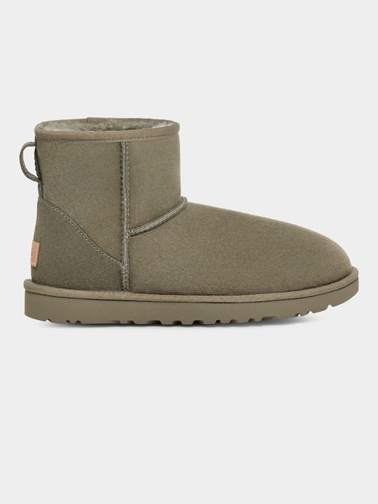 Ugg Australia Suede Women's Ankle Boots with Fur Olive