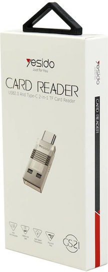 Yesido GS21 Четец на Карти USB 2.0 Type-C за / /м/и/к/р/о/ /S/D/ / / / / Transparent