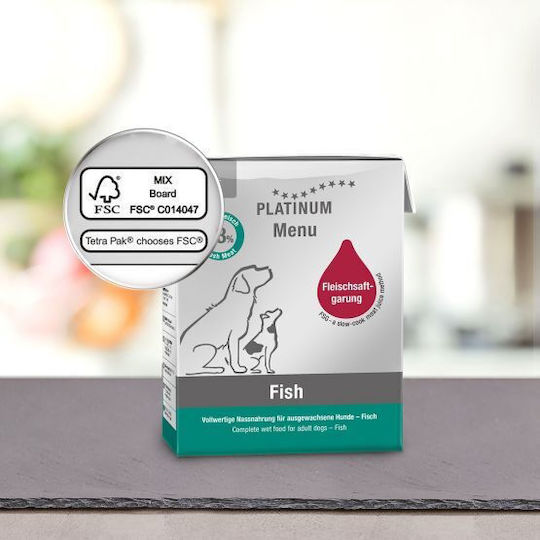 Platinum Pet Food & Care Menu Υγρή Τροφή Σκύλων με Ψάρι 185gr