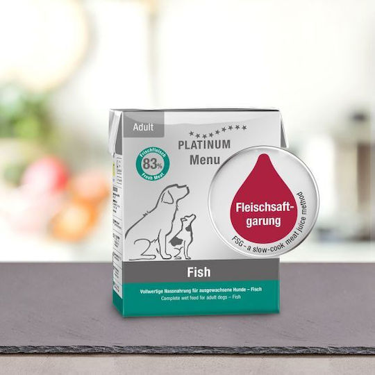 Platinum Pet Food & Care Menu Υγρή Τροφή Σκύλων με Ψάρι 185gr