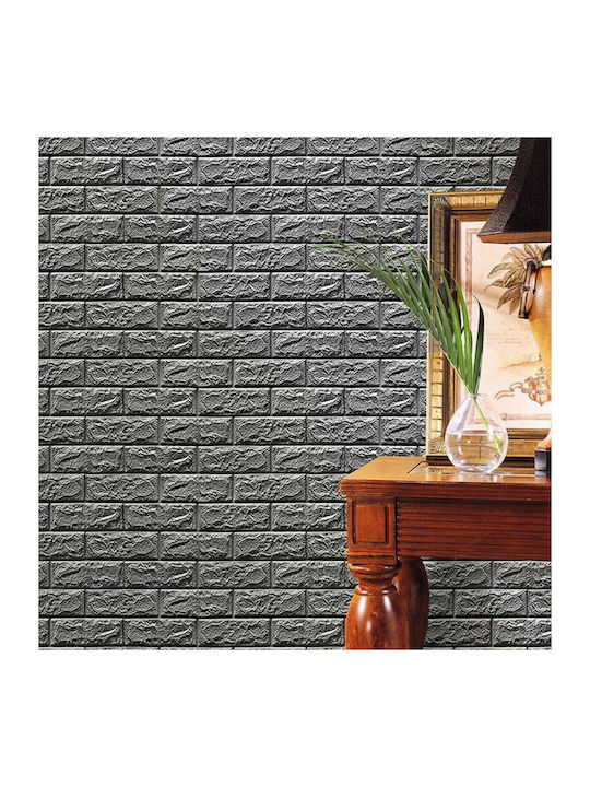 3D Πάνελ Τοίχου Αφρώδες Αυτοκόλλητο 3d Foam Stone Ροζ 77x77εκ.