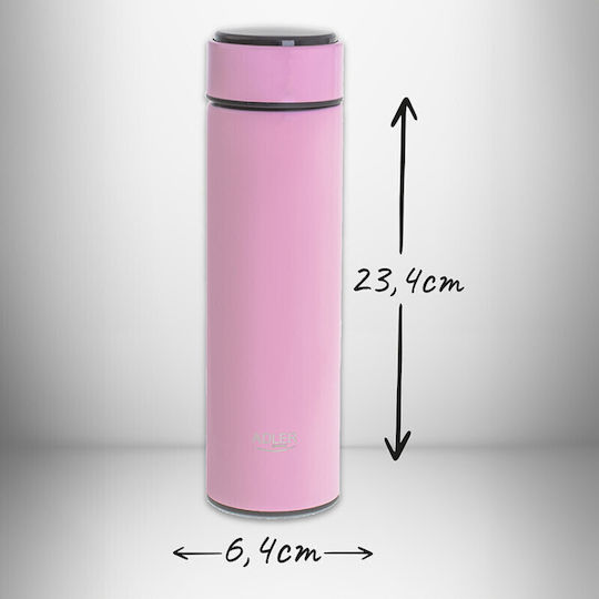 Adler Sticlă Termos Oțel inoxidabil Fără BPA 473ml Roz cu Mustiuc