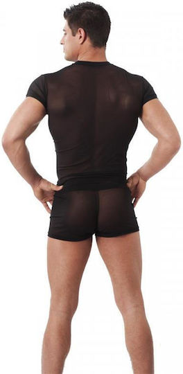 Rimba Amorable Fishnet Short Sleeve T-shirt Sexy Herren Top Black