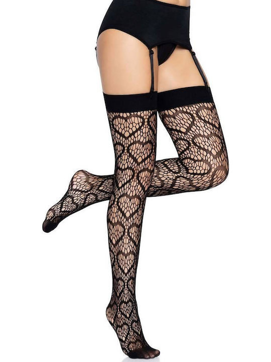 Leg Avenue Heart Net Sexy Κάλτσες Μαύρες