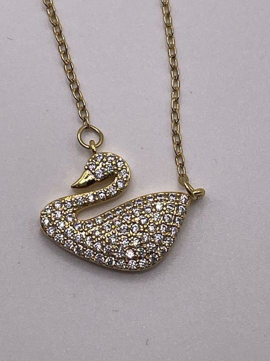 Charm Amulett Schwan aus Stahl mit Zirkon