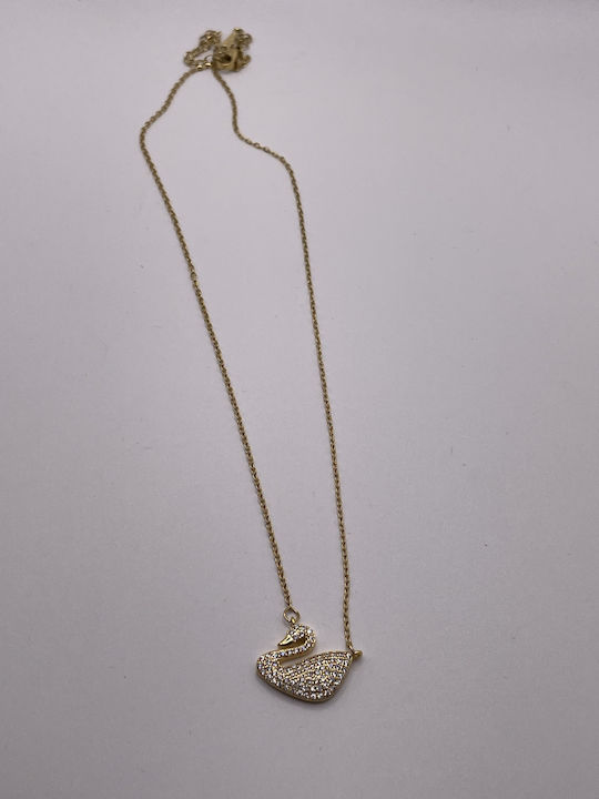 Charm Amulett Schwan aus Stahl mit Zirkon