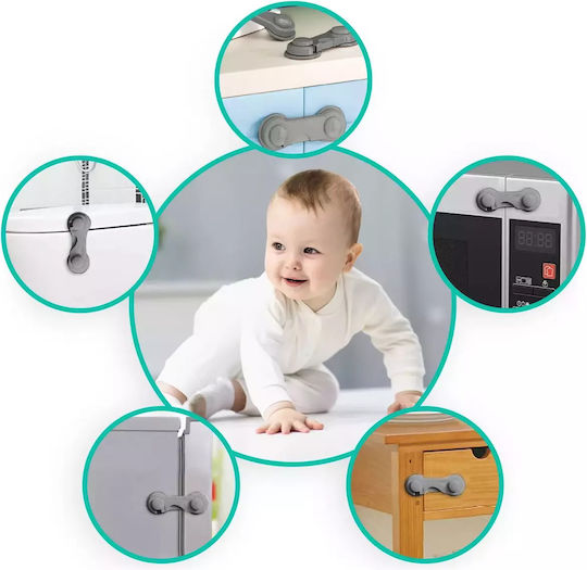 Ricokids Заключване за шкаф и чекмедже от Пластмаса в Сив Цвят 10бр