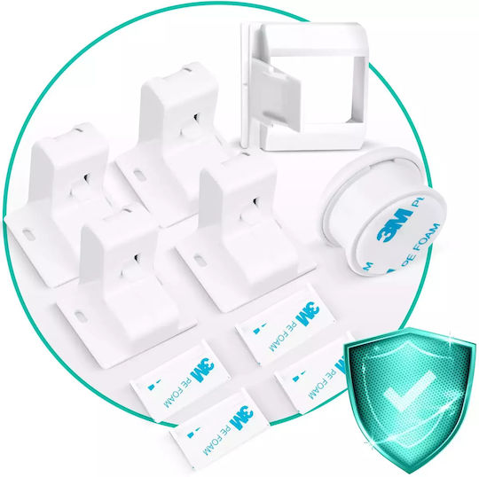 Ricokids Cabinet & Drawer Lock with Magnet made of Plastic in White Color 4pcs