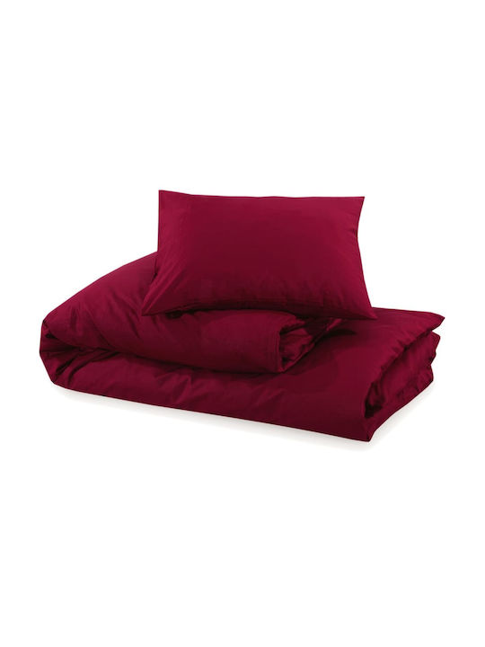 vidaXL Duvet Cover Set Cotton Queen with 2 Pillowcases 240x220 Bordeaux