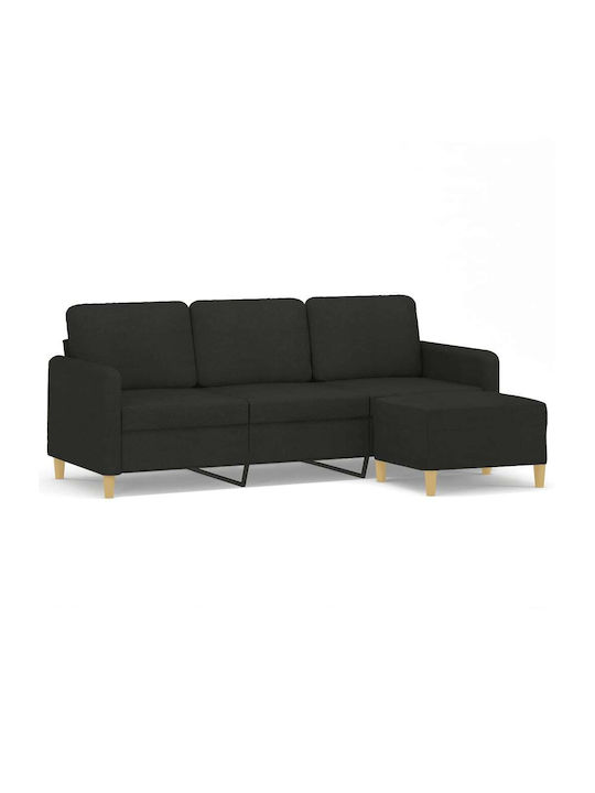 Three-Seater Couch Black 198x77x80 cm