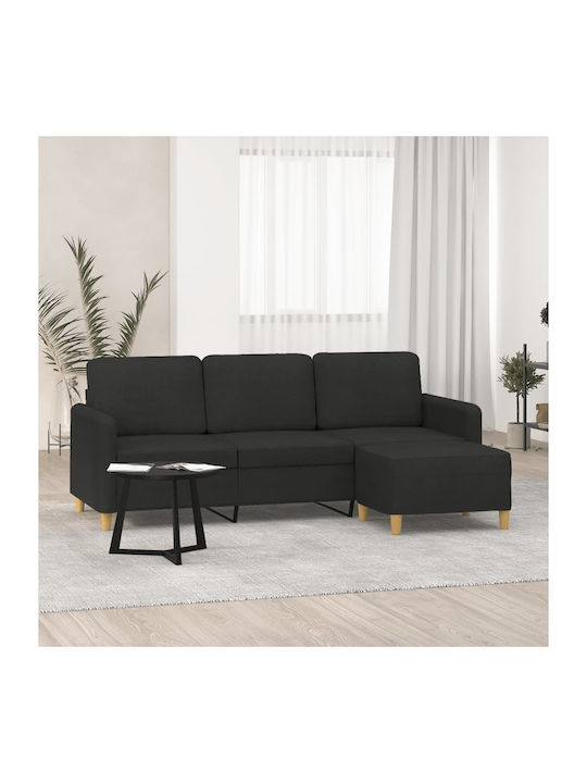 Three-Seater Couch Black 198x77x80 cm