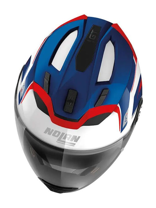 Nolan N70-2 GT N-Com Modular Helmet with Sun Visor ECE 22.06 1480gr 061 Metal White Blue/Red