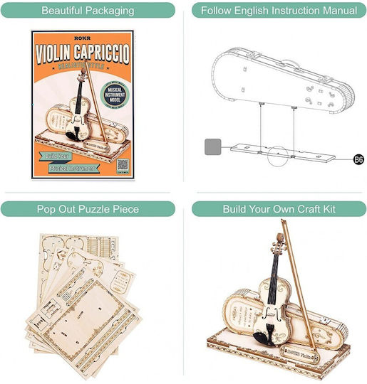 Rokr Construction Toy Wooden Robotime Violin Capriccio For Children 14+ Years