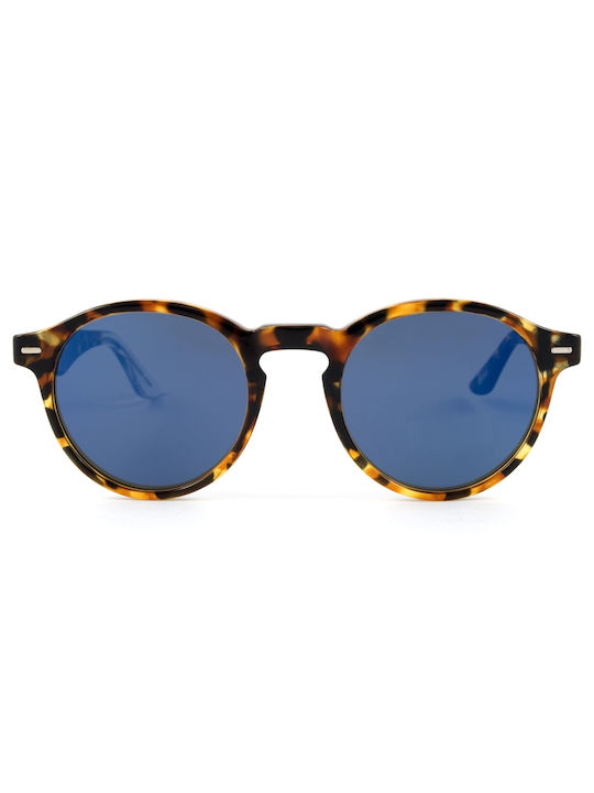 Snob Milano Sunglasses with Brown Tartaruga Plastic Frame and Blue Lens CUCADOR116-3-4721