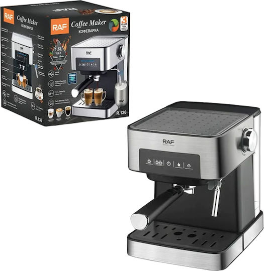 Raf Μηχανή Espresso 850W Πίεσης 15bar Ασημί R.136