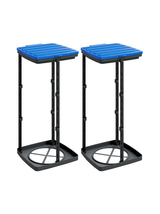 vidaXL Bază De Susținere A Sacului Din Plastic 28x28x65cm 2 Bucăți Neagră/Albastră