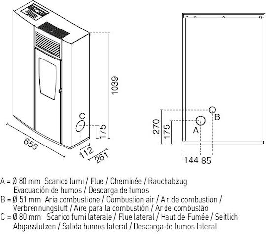 Eva Calor Perla Σόμπα Pellet 6.5kW Μαύρη